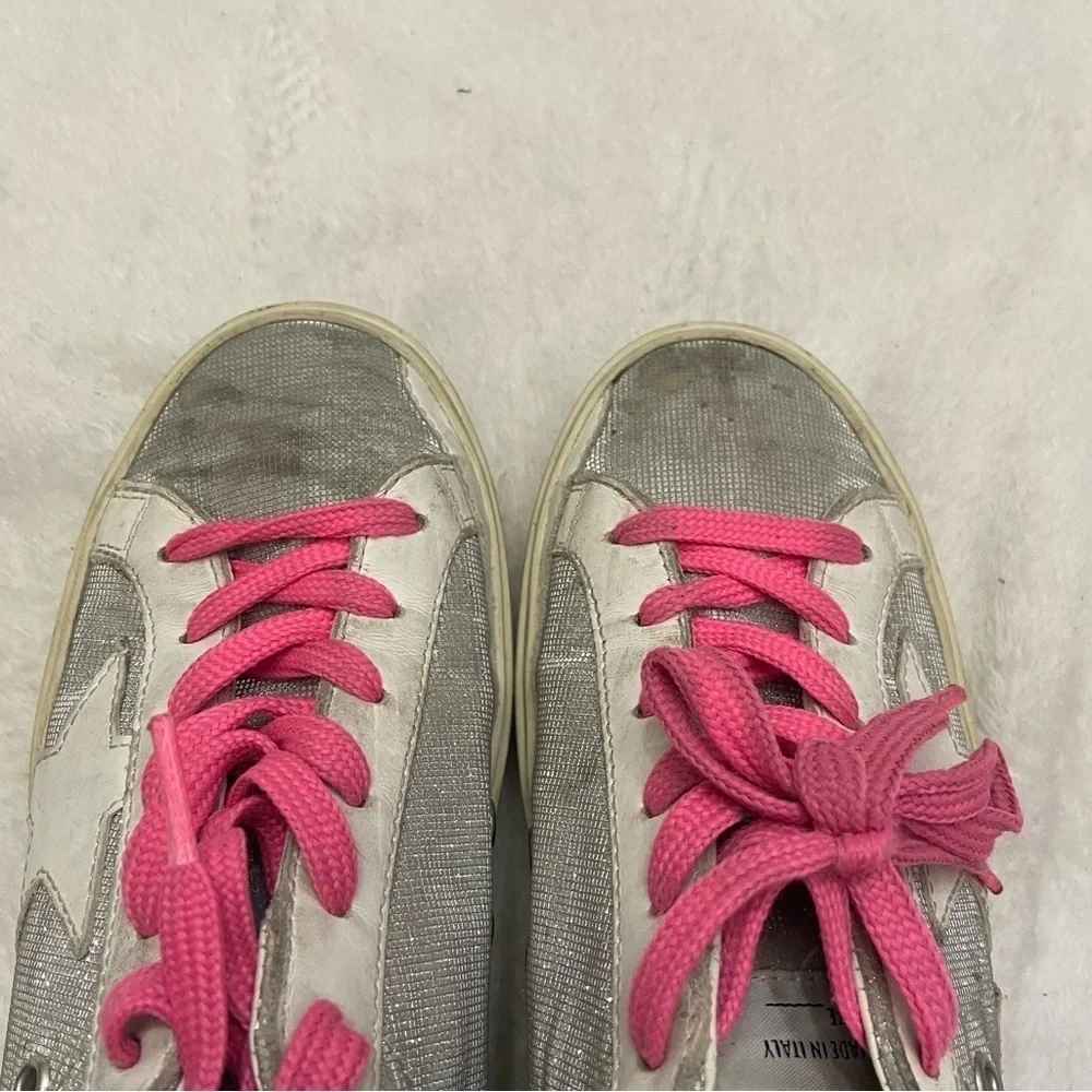 Golden Goose Hi Star sneakers in glitter with checkered pattern and white star